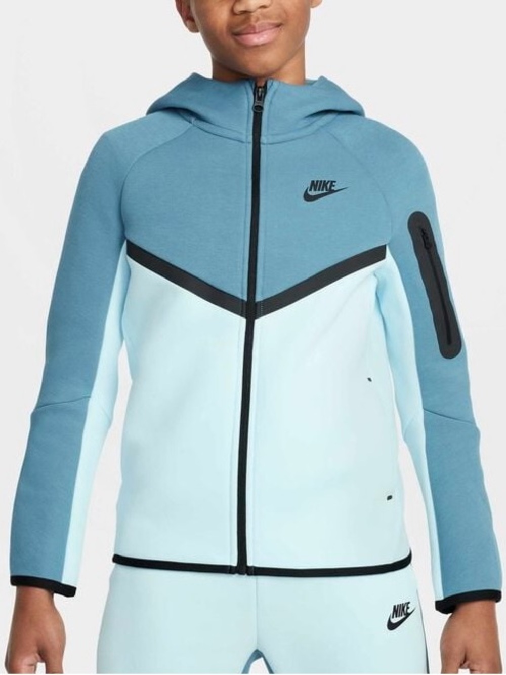 NWT $105 Nike Sportswear Tech Fleece Older Kids’ Full-Zip Hoodie XL Smokey Blue